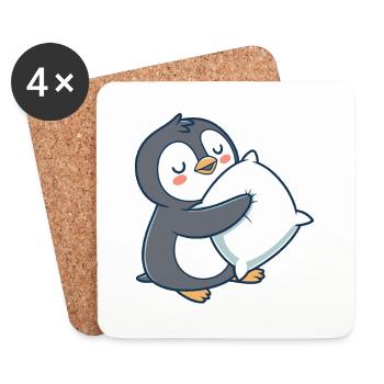 Pastel Cuddly Penguin - Coasters (set of 4) - white - Front