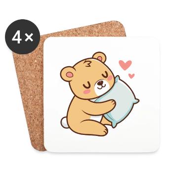 Câlin Doux Ourson Peluche - Dessous de verre (lot de 4) - blanc - Devant