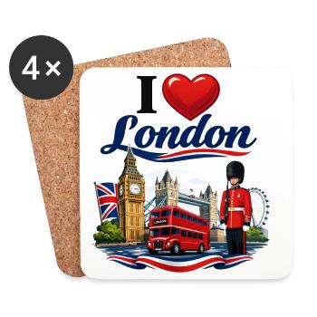 I Love London – Ikonische britische Ikonen - Untersetzer (4er-Set) - Weiß - Vorne