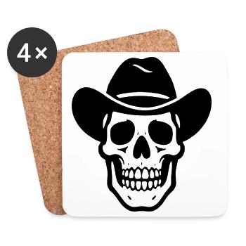Cowboy Totenkopf - Untersetzer (4er-Set) - Weiß - Vorne