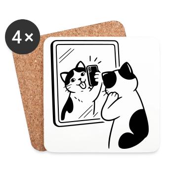 Cat Mirror Selfie - Coasters (set of 4) - white - Front