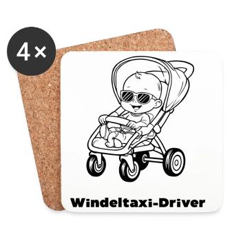 Diaper Taxi Driver - Coasters (set of 4) - white - Front