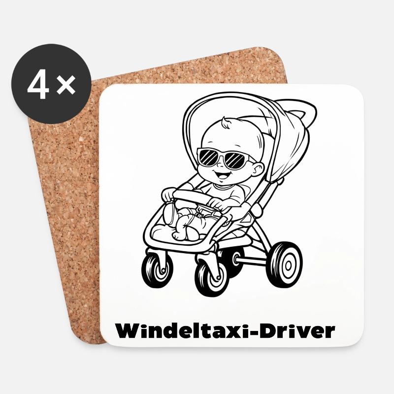 Windeltaxi-Driver - Untersetzer (4er-Set) - Weiß