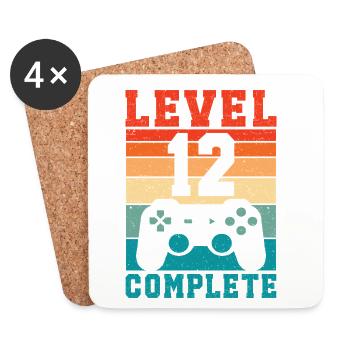 12th Birthday Level 12 Complete 12 Years Gamer - Coasters (set of 4) - white - Front
