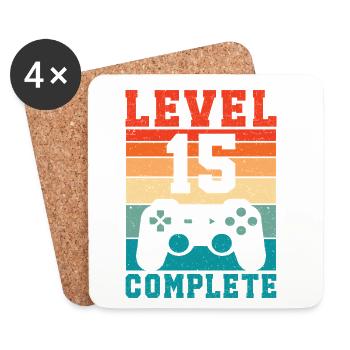 15th Birthday Level 15 Complete 15 Years Gamer - Coasters (set of 4) - white - Front