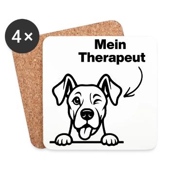 THE DOG IS MY THERAPIST, DOGS! 🐶 DOGLOVER PAW - Coasters (set of 4) - white - Front
