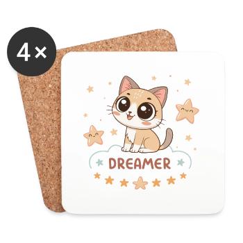 Pastel Dreamy Kitten Stars - Coasters (set of 4) - white - Front