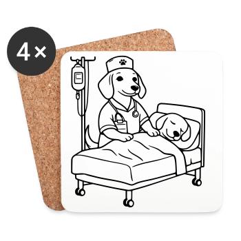 klinik hunde krankenpflege dog edition - Untersetzer (4er-Set) - Weiß - Vorne