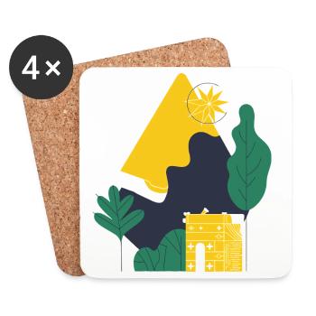 Abstrakte Wüstenlandschaft - Untersetzer (4er-Set) - Weiß - Vorne
