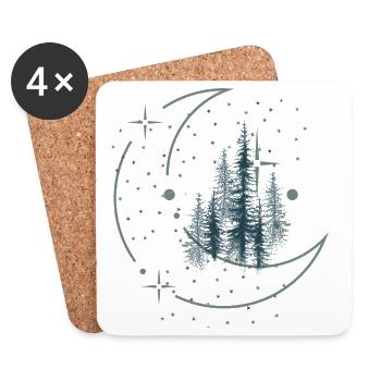 Ciel nocturne au-dessus de la forêt - Dessous de verre (lot de 4) - blanc - Devant