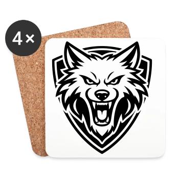 Wolf Kopf Wappen - Untersetzer (4er-Set) - Weiß - Vorne