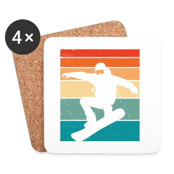 Snowboard retro Snowboarden - Untersetzer (4er-Set) - Weiß - Vorne