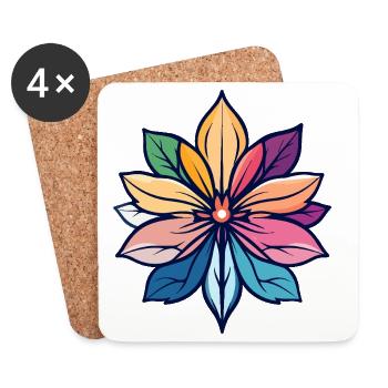 Couleurs d’art florales colorées Flower Star Mandala - Dessous de verre (lot de 4) - blanc - Devant