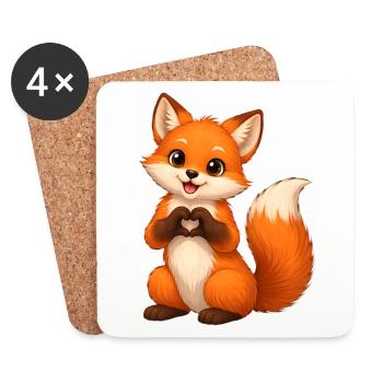Liebesfuchs Herzform - Untersetzer (4er-Set) - Weiß - Vorne