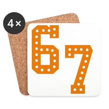 6 7 – Un design de texte minimaliste tendance, - Dessous de verre (lot de 4) - blanc - Devant