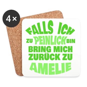 Cadeau pour Amélie - Dessous de verre (lot de 4) - blanc - Devant