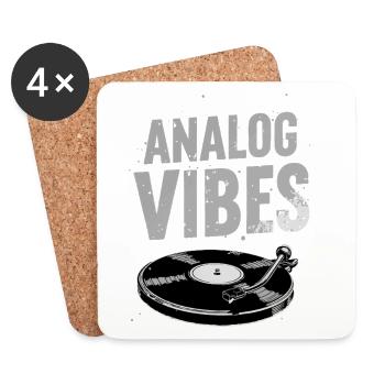 Analog Vibes – motif vinyle vinyle - Dessous de verre (lot de 4) - blanc - Devant