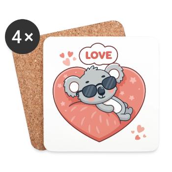 Koala-Liebe, auf Pink Heart zu liegen - Untersetzer (4er-Set) - Weiß - Vorne