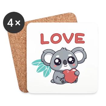 Koala Heart Love Kawaii - Coasters (set of 4) - white - Front