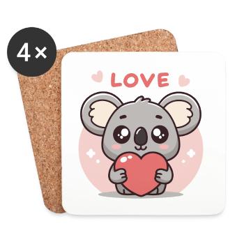 Koala Cœur Amoureux - Dessous de verre (lot de 4) - blanc - Devant