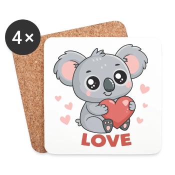 Koalaherz verliebt - Untersetzer (4er-Set) - Weiß - Vorne