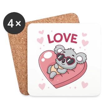 Koala Heart and Sweet Love - Coasters (set of 4) - white - Front