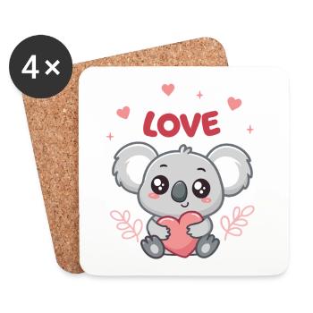 Koala Heart Love Sweet - Coasters (set of 4) - white - Front