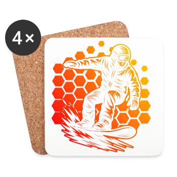 J’adore le motif cool du snowboard pour le snowboard - Dessous de verre (lot de 4) - blanc - Devant