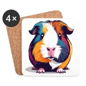 Colorful Guinea Pig Pop Art Illustration - Coasters (set of 4) - white - Front