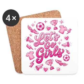 Soccer Football Girl Supporter Woman - Coasters (set of 4) - white - Front