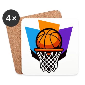 Conception graphique du dunk de panier de basket-ball - Dessous de verre (lot de 4) - blanc - Devant