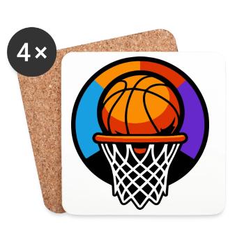 Graphique d’icône ballon de basket-ball - Dessous de verre (lot de 4) - blanc - Devant