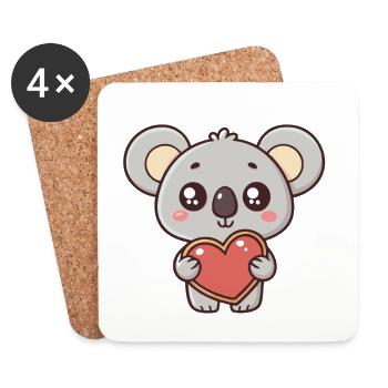 Koala Coeur Doux - Dessous de verre (lot de 4) - blanc - Devant