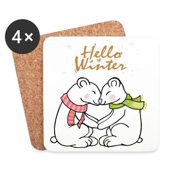 Hello Winter - Coasters (set of 4) - white - Front