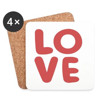 Love Soft Red Typografie - Untersetzer (4er-Set) - Weiß - Vorne