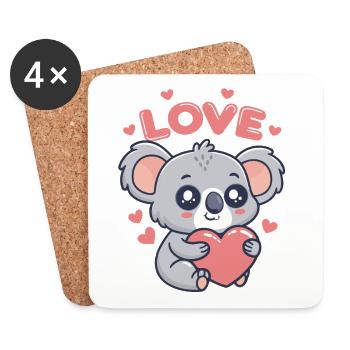 Koala Coeur Love Dessin Doux - Dessous de verre (lot de 4) - blanc - Devant