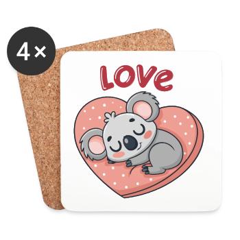 Love Koala on Pastel Heart - Coasters (set of 4) - white - Front