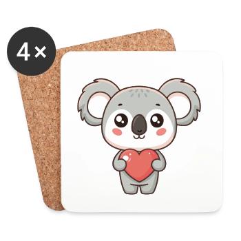 Koala Coeur Doux - Dessous de verre (lot de 4) - blanc - Devant