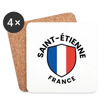 Bouclier de Saint-Étienne de France - Dessous de verre (lot de 4) - blanc - Devant