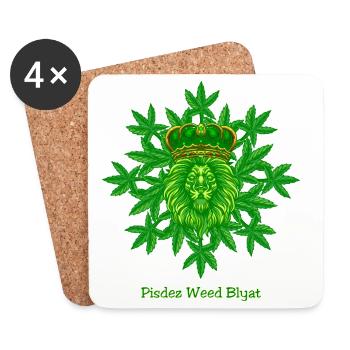 Pisdez Weed Blyat - Untersetzer (4er-Set) - Weiß - Vorne