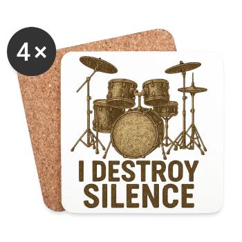 I Destroy Silence – Geschenk für Schlagzeuger - Untersetzer (4er-Set) - Weiß - Vorne