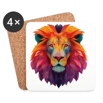 Lion - Dessous de verre (lot de 4) - blanc - Devant