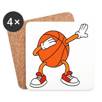 Dessin animé de basket-ball Cartoon Dab Dab Draping Drôle de Sport - Dessous de verre (lot de 4) - blanc - Devant