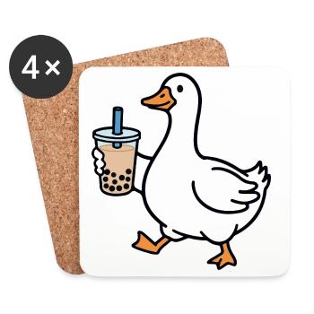 Croaking duck with bubble tea - Coasters (set of 4) - white - Front