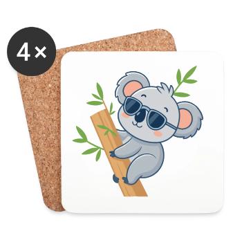 Koala auf Casual Bambus - Untersetzer (4er-Set) - Weiß - Vorne