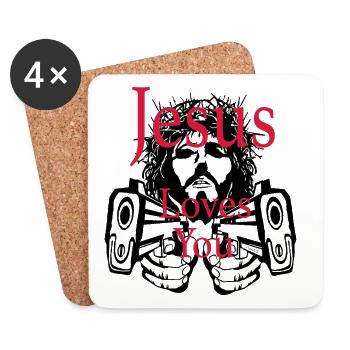 Jesus Loves You – Faith Statement Art Design - Coasters (set of 4) - white - Front