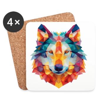 Loup - Dessous de verre (lot de 4) - blanc - Devant