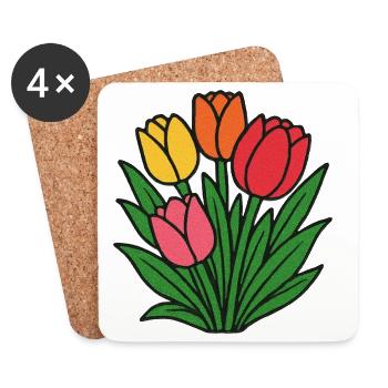 Tulip Patch Bloom - Coasters (set of 4) - white - Front