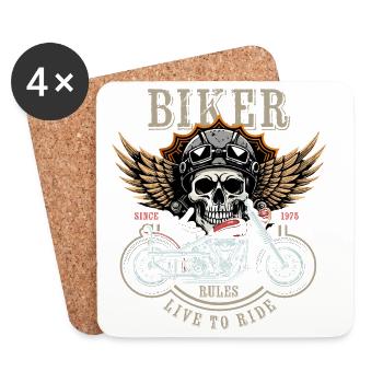 Biker Rules - Since 1975 - Live to Ride - Untersetzer (4er-Set) - Weiß - Vorne