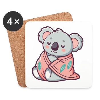 Cuddly koala wrapped in a pink blanket - Coasters (set of 4) - white - Front